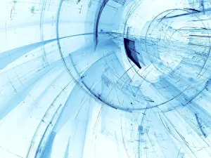 Computer Generated Artwork Stampe: White and blue background - abstract computer-generated image