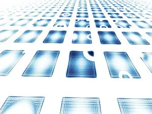 Fractal Geometry Background Stampe: White and blue perspective background - computer-generated image