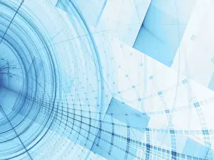 Computer Generated Image Stampe: White and blue technology background - computer-generated image
