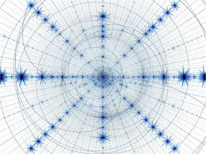 Abstract Computer Generated Image Stampe: White and blue texture with rays