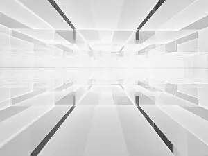 Fractal Art Design Stampe: White perspective technology background - computer-generated image