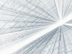 Deserted Horizon View Stampe: White technology background - computer-generated 3d illustration
