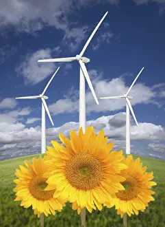 Wind Turbines Landscape Stampe: Wind turbines against dramatic sky
