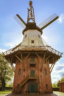 Abandoned Mill Building Stampe: A Windmill under the Cloudy Sky
