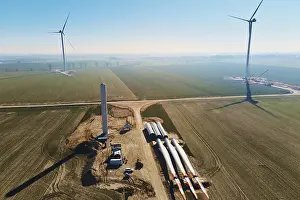 Green Electricity Production Stampe: Windmill generator wing prepared for assembling on ground