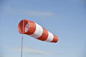 Windy Day In Germany Stampe: Windsack, flag, wind direction sensor, Germany