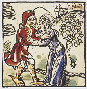 Historical Female Figures Art Stampe: Witch, bogeyman with the devil