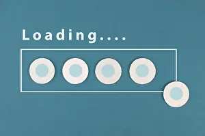 Business Concept Image Stampe: The word loading is standing over the progress bar