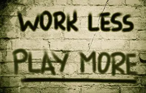Symbolic Image Concept Stampe: Work Less Play More Concept