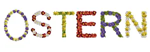 German Botany Inflorescence Stampe: Writing 'Oster' (Easter)