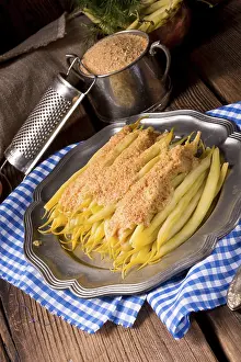 Vegan Legume Recipes Stampe: Yellow string bean with bread crumbs