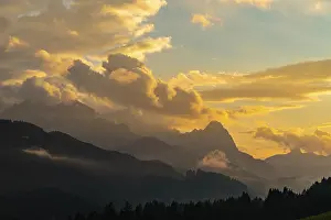 Central Europe Evening Atmosphere Stampe: Zugspitzmassiv with dramatic cloud sky