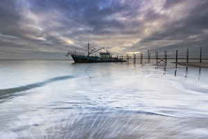 UNESCO World Heritage Site Holland Stampe: boat dock