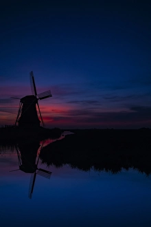 European Water Scenery Stampe: Dutch windmill