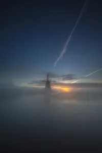 Morning Landscape Photography Stampe: Dutch windmill