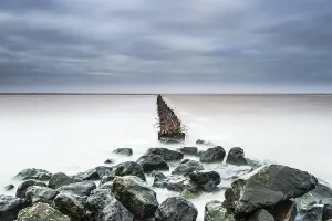 Netherlands Travel Destination Stampe: Mudflats at Holwerd