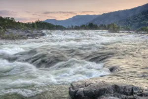 Stampa con cornice : Setesdal. Altra riviera in Setesdal, fiume Otra a Setesdal