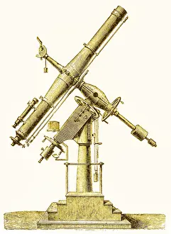 Astronomy Equipment Stampe: Equatorial Telescope