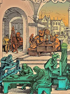 Woodcut Art History Stampe: Mathematics, Professions & Sciences, 1530