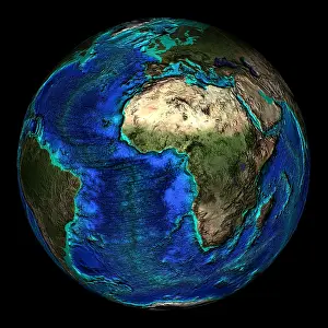 Africa Topography Map Stampe: Topographical Map of Coordinates 0 N, 0 E